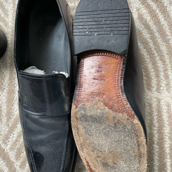 Boss Black Leather Slip-On Loafers